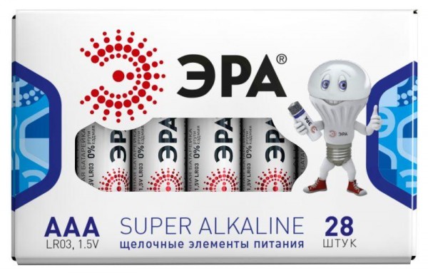  Элемент питания алкалиновый LR03-28 box LR03-28 box (уп.28шт) ЭРА Б0002909 