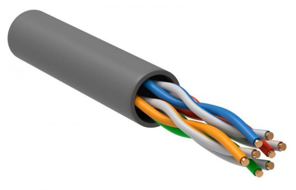  Кабель связи витая пара U/UTP кат.5е 4х2х24AWG solid LSZH (305м) сер. (м) ITK LC1-C5E04-121 