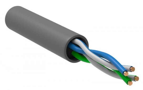 Кабель связи витая пара U/UTP кат. 5e 2х2х24AWG solid LSZH (500м) сер. (м) ITK LC1-C5E02-121 
