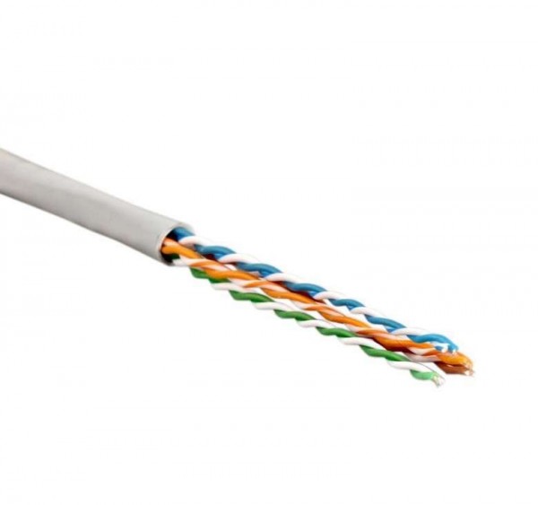  Кабель UTP 4-C5E-SOLID-GY-305 витая пара UTP (U/UTP) кат.5e 4 пары (24 AWG) одножильн. (solid) PVC (305м) сер. Hyperline 41903 