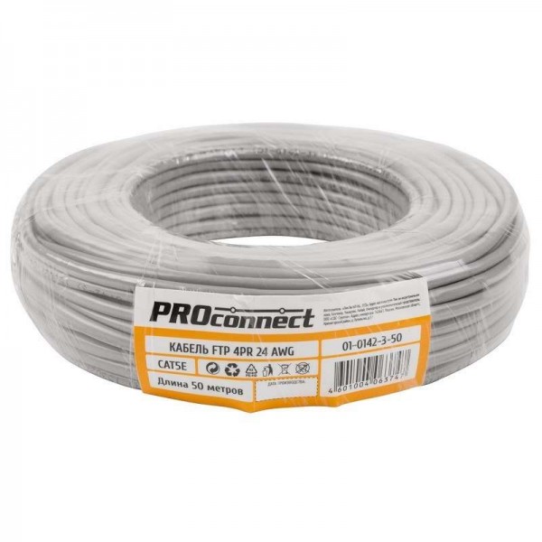  Кабель FTP 4х2х0.50мм кат.5е CCA (уп.50м) PROCONNECT 01-0142-3-50 