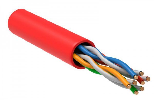  Кабель связи витая пара U/UTP кат.5е 4х2х24AWG solid LSZH 305м красн. ITK LC1-C5E04-124 