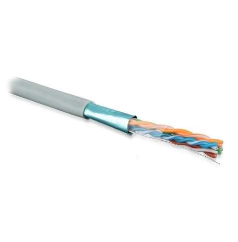  Кабель FUTP4-C5E-S24-IN-LSZH-GY-305 (FTP4-C5E-SOLID-LSZH-GY-305) витая пара экран-фольга FTP (F/UTP) кат.5; 4 пары (24 AWG) ож (solid) LSZH сер. (уп.305м) Hyperline 45788 