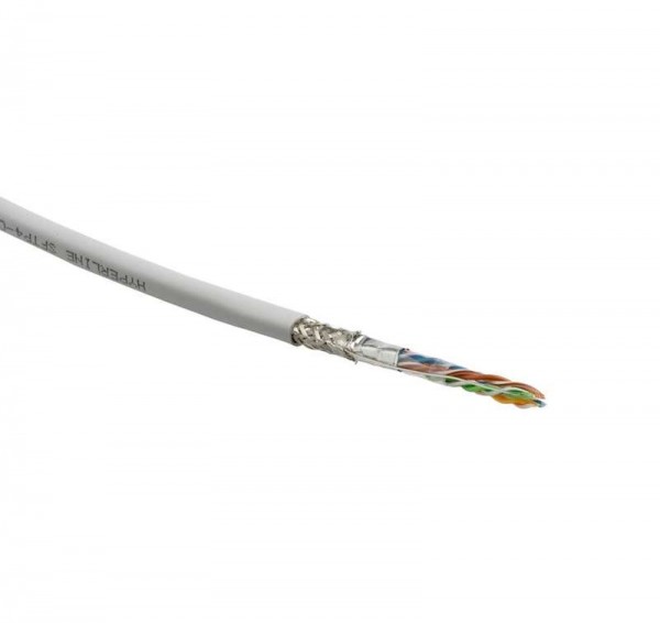  Кабель SFUTP4-C5E-S24-IN-LSZH-GY-305 витая пара SF/UTP кат. 5e; 4 пары (24 AWG) ож (solid) экран - фольга + медная оплетка LSZH (-20град.C - +75град.C) сер. (уп.305м) Hyperline 246264 