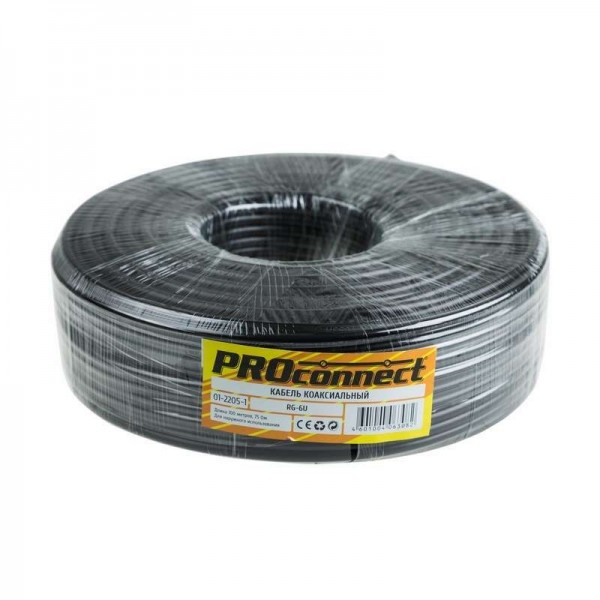  Кабель RG-6U (48%) 75Ом OUTDOOR Ч (уп.100м) PROCONNECT 01-2205-1 