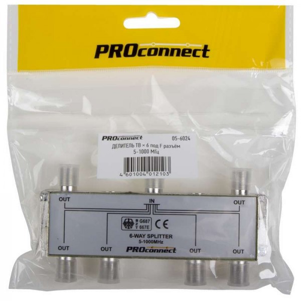  Делитель ТВх6 под F разъем 5-1000 МГц PROCONNECT 05-6024 
