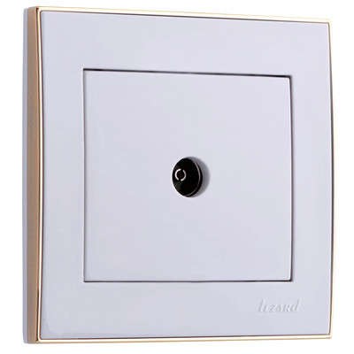  Розетка TV СП Рейн проходная бел. с боковой вст. зол. LEZARD 703-0226-129 
