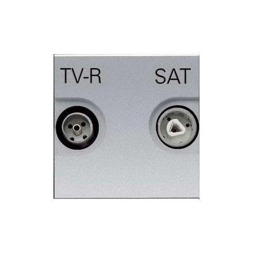  Розетка TV-R-SAT 2мод. Zenit с накладкой серебристый ABB 2CLA225130N1301 