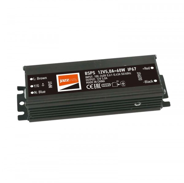  Драйвер BSPS 12В 5.0A=60Вт влагозащ. IP67 JazzWay 3329273A 