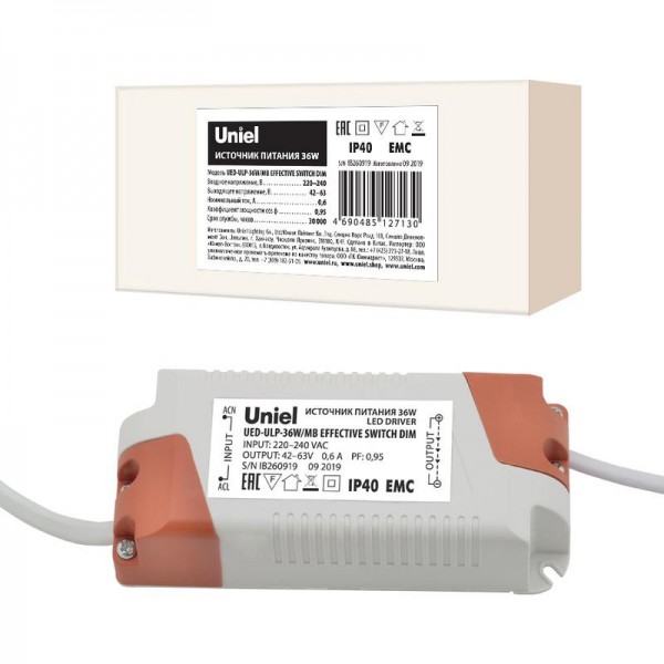  Блок питания UED-ULP-36W/MB EFFECTIVE SWITCH DIM диммируемый для светодиодных панелей ULP-36W Effective Uniel UL-00006491 