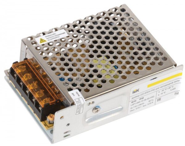  Драйвер LED ИПСН-PRO 5050 40Вт 12В блок-клеммы IP20 IEK LSP1-040-12-20-33-PRO 