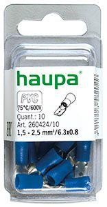  Штекер плоский изол. 1.5-2.5/6.3х0.8 (уп.10шт) HAUPA 260424/10 