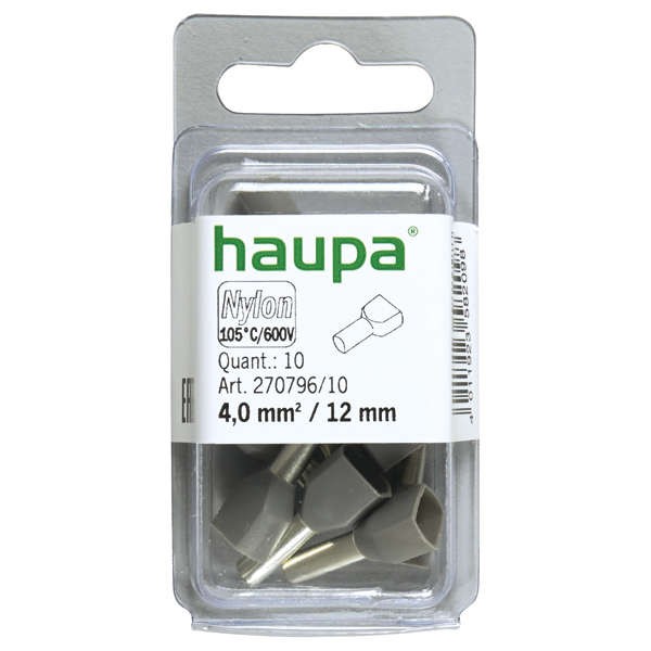  Гильза конечная для двух проводов 4.0/12 сер. (уп.10шт) HAUPA 270796/10 