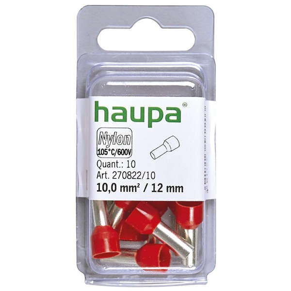  Гильза конечная изолированная (НШВИ) 10/12 красн. (уп.10шт) HAUPA 270822/10 