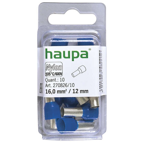  Гильза конечная изолированная (НШВИ) 16/12 син. (уп.10шт) HAUPA 270826/10 