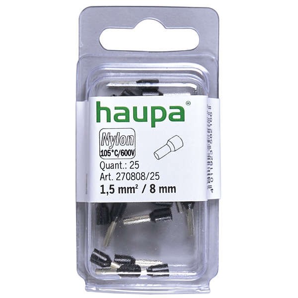  Гильза конечная изолированная (НШВИ) 1.5/8 черн. (уп.25шт) HAUPA 270808/25 
