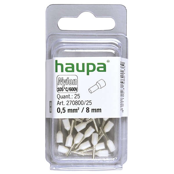  Гильза конечная изолированная (НШВИ) 0.5/8 (уп.25шт) HAUPA 270800/25 