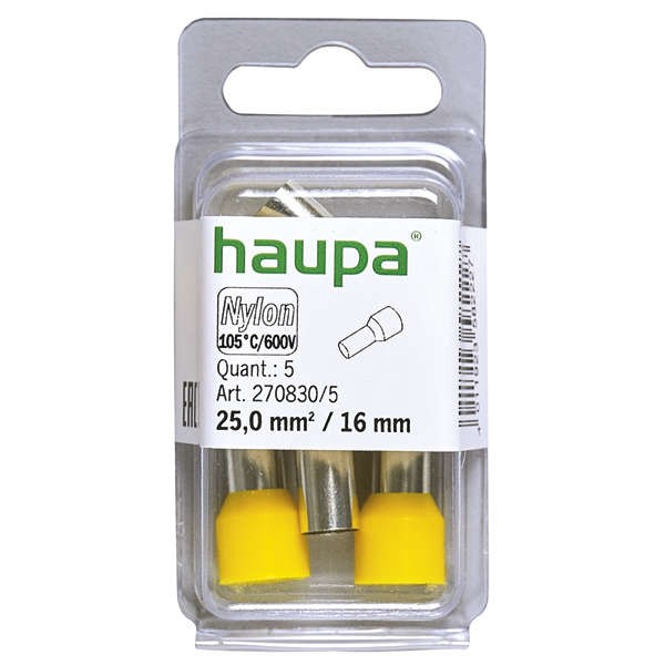  Гильза конечная изолированная (НШВИ) 25/16 желт. (уп.5шт) HAUPA 270830/5 