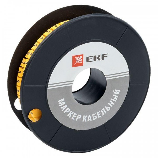  Маркер каб. 6.0кв.мм "3" (ЕС-3) (уп.350шт) EKF plc-KM-6-3 