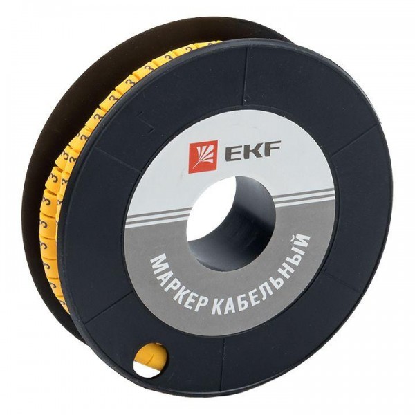  Маркер каб. 4.0кв.мм "3" (ЕС-2) (уп.500шт) EKF plc-KM-4-3 