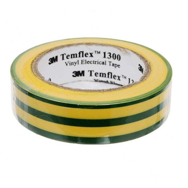  Изолента ПВХ 15мм Temflex 1300 желт./зел. (рул.10м) 3М 7100081324 