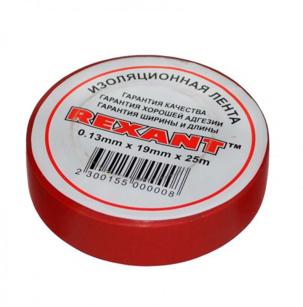  Изолента 19мм (рул.25м) красн. REXANT 09-2204 