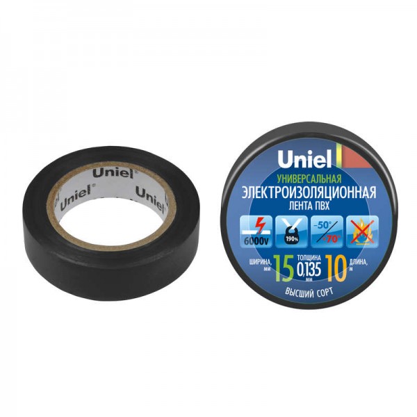  Лента изоляционная UIT-135P 10/15/01 BLK 0.135х15 10м черн. Uniel 04510 