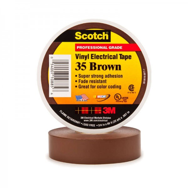  Изолента ПВХ 19мм (рул.20м) Scotch 35 корич. 3М 7000031673 