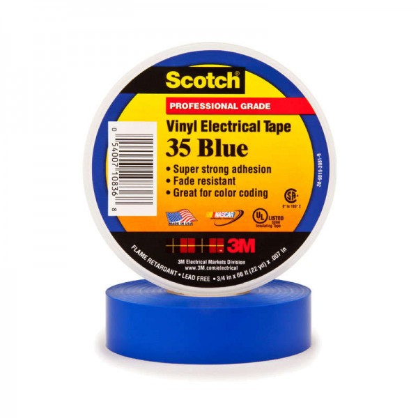 Изолента ПВХ 19мм (рул.20м) Scotch 35 син. 3М 7000031670 