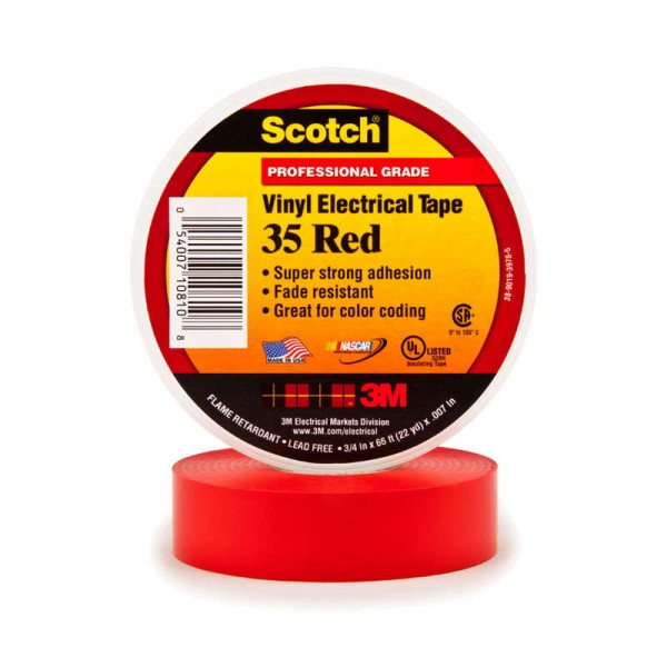  Изолента ПВХ 19мм (рул.20м) Scotch 35 красн. 3М 7000031668 
