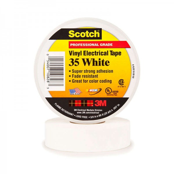  Изолента ПВХ 19мм (рул.20м) Scotch 35 бел. 3М 7000031667 
