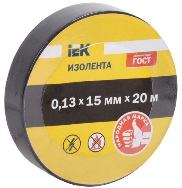  Изолента ПВХ 0.18х19мм (рул.20м) для DIY черн. ИЭК UIZ-18-19-20MS-K02 