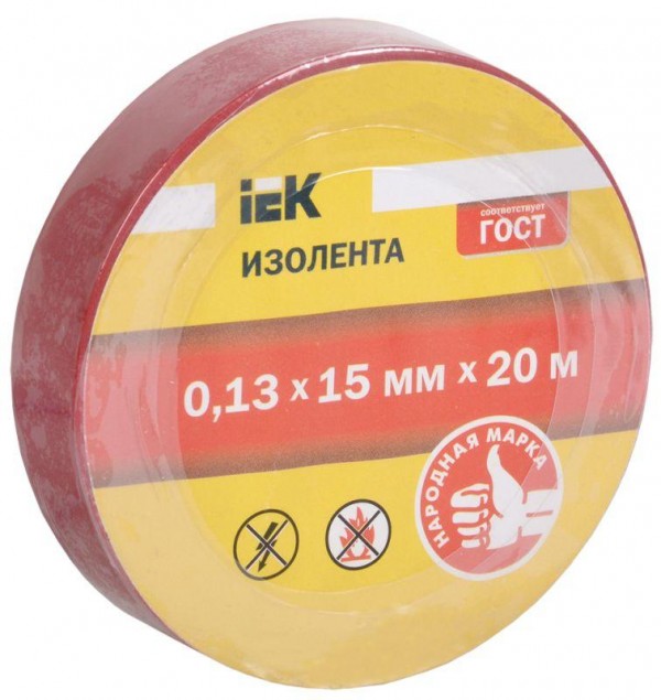  Изолента ПВХ 0.13х15мм (рул.20м) для DIY красн. ИЭК UIZ-13-15-20MS-K04 