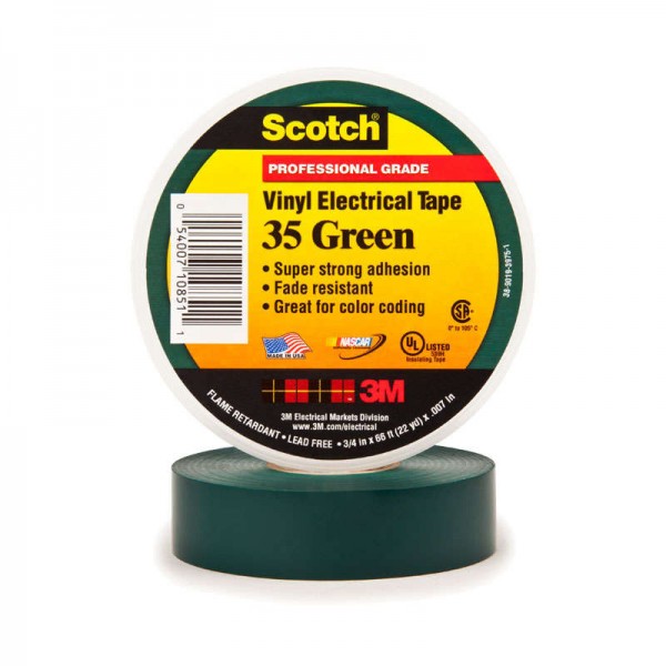  Изолента ПВХ 19мм (рул.20м) Scotch 35 зел. 3М 7000031669 