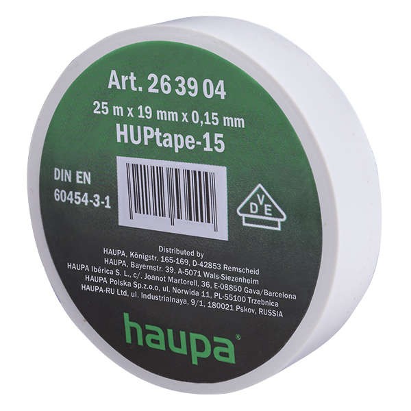  Изолента ПВХ 19мм (рул.25м) бел. HAUPA 263904 