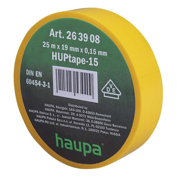  Изолента ПВХ 19мм (рул.25м) желт. HAUPA 263908 