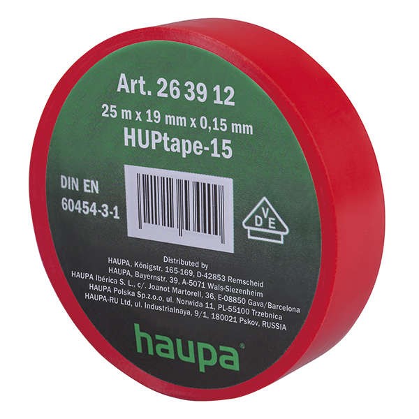  Изолента ПВХ 19мм (рул.25м) красн. HAUPA 263912 