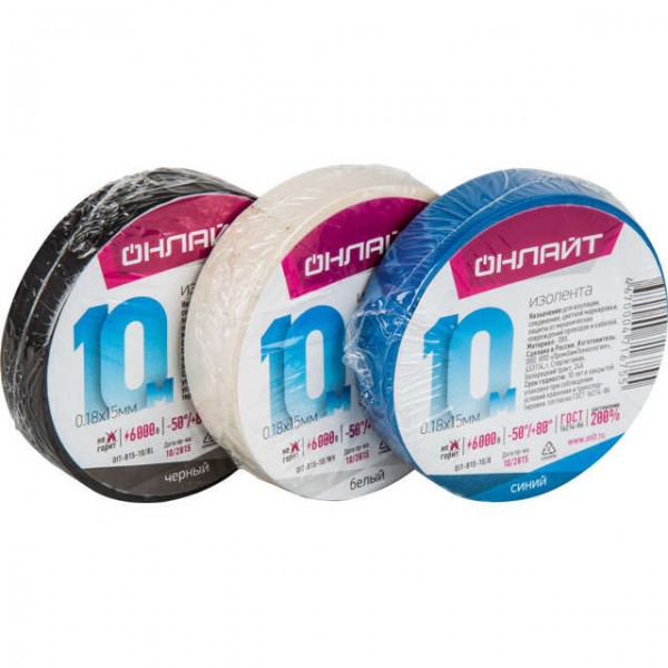  Изолента 71 673 OIT-B15-10/WH ПВХ бел. ОНЛАЙТ 71673 