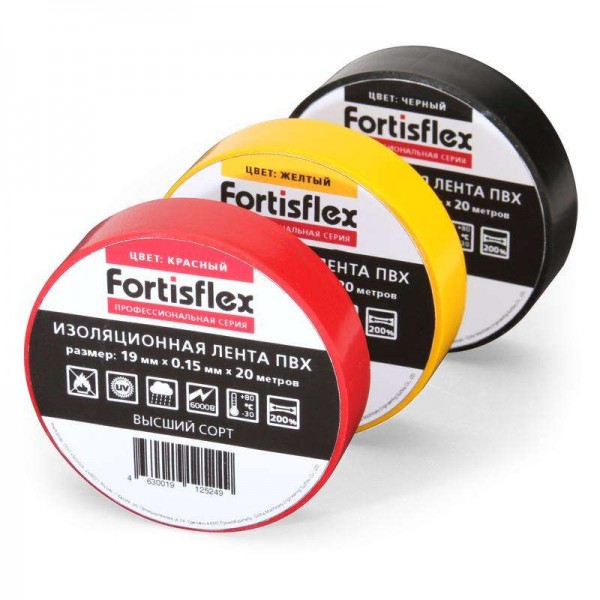  Изолента ПВХ 19х0.15х20 желт./зел. Fortisflex 71237 