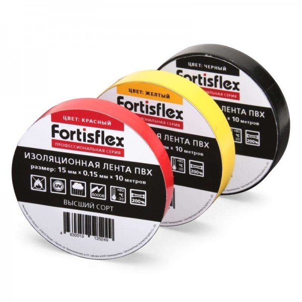  Изолента ПВХ 15x0.15х10 зел. Fortisflex 71225 