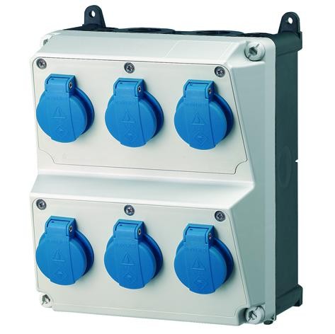  Комбинация розеток AMAXX 2хSCHUKO16А 1хСЕЕ32А5п с защитой 225х260х221мм IP44 черн./сер. MENNEKES 920928R 