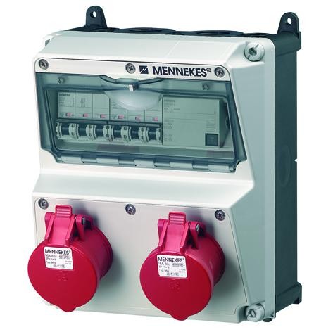  Комбинация розеток AMAXX 2хСЕЕ16А5п с защитой 225х260х209мм IP44 черн./сер. MENNEKES 920019R 