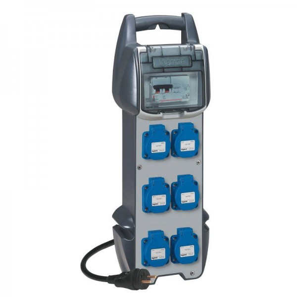  Щит переносной P17 6 роз.16А 2К+3 нем. станд. 230В IP54 АВДТ 2P 30мА Leg 058944 
