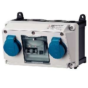  Комбинация розеток AMAXX 2хSCHUKO16А 230В с защитой 225х130х175мм IP44 черн./сер. Mennekes 910001 