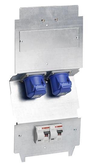  Панель монтаж. 2хCEE 2P+E 2хАВДТ C6 30mA оцинк. сталь ABB 2CMA177244R1000 