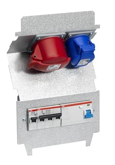  Панель монтаж. 2хCEE 3P+N+E 1P+N+E ВДТ 30мА оцинк. сталь ABB 2CMA177447R1000 