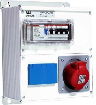  Бокс M16/2 JFB CTFL с розеткамии фланцами в сборе металл IP44 ABB 2CMA100020R1000 