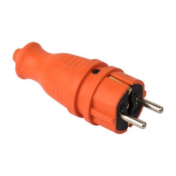  Вилка прямая 230В 2P+PE 16А IP44 каучук оранж. PROxima EKF RPS-011-16-230-44-ro 