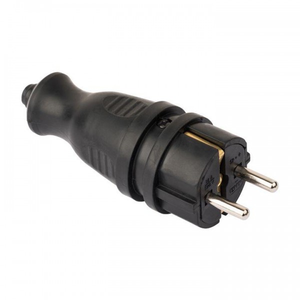  Вилка прямая PROxima 16А IP44 2P+PE 230В каучук EKF RPS-011-16-230-44-r 