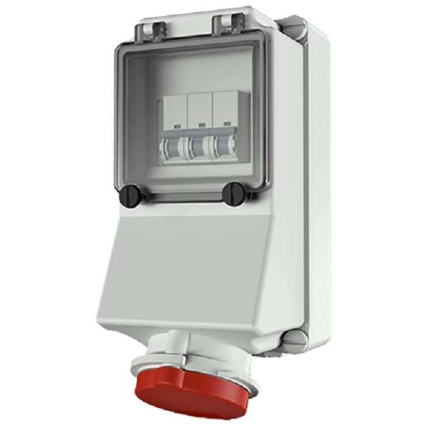  Розетка настенная 32А 5п 6ч 400В IP44 с авт. выключателем х-ка "К" Mennekes 5016 